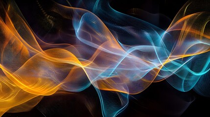 Poster - Dynamic light waves dance in abstract art studio digital artwork vibrant colors close-up view creative expression