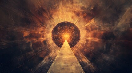 Poster - Journey through the cosmic tunnel abstract art digital creation vibrant colors symmetrical perspective space concept