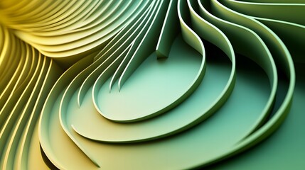 Poster - dynamic abstract waves digital art vibrant green and yellow modern design close-up flowing patterns
