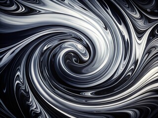 Poster - Abstract Black and White Liquid Swirl Pattern Background - Copy Space Left
