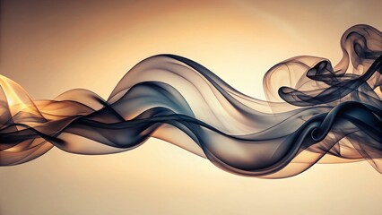 Poster - Abstract Black Smoke Waves: Dynamic Motion & Fluidity Background