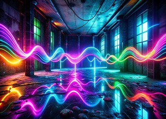 Poster - Abstract Digital Wave Flow: Dark Space Urban Exploration Photography