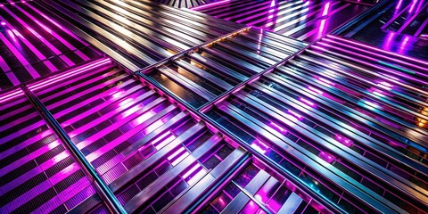 Poster - Abstract Neon Stripes: Purple, Silver, Black Urban Texture Background