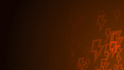 Poster - Orange thunder shapes are moving from the bottom right of a gradient grid abstract background, horizontal composition. Powerful background for graphic design.