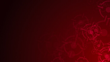 Poster - Red accurate icon shapes are moving from the bottom right of a gradient grid abstract background, horizontal composition. Futuristic background for graphic design.