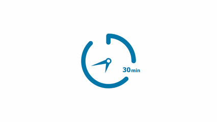 Wall Mural - 30 minute clock icon timer colorful 4k illustration. Abstract white background 4k illustration.