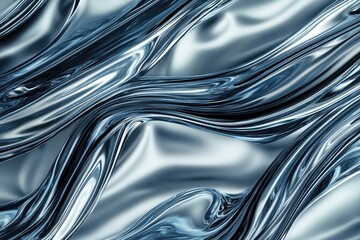 Poster - Elegant silver and soft blue silk-inspired texture with smooth folds and a luxurious finish, perfect for winter-themed content