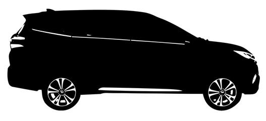 silhouette of a family car or minibus seen from a side view