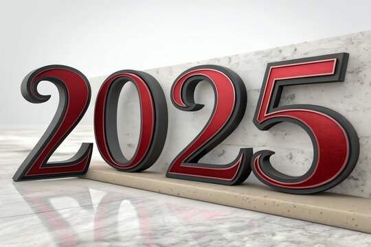 2025 Red Happy New Year design vector. trendy new year 2025 design template.