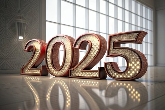 Gold 2025 Happy New Year design vector. trendy new year 2025 design template.