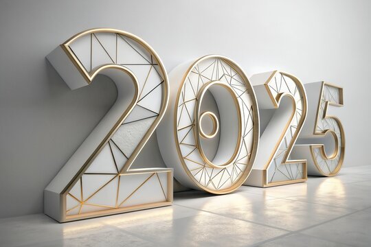 White 2025 Happy New Year design vector. trendy new year 2025 design template.