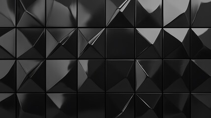 Naklejka na meble A sleek 3D triangular tile pattern with semigloss finishes and glossy black block textures