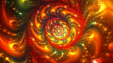 Wall Mural - Vivid neon fractal patterns spiraling through a galaxy filled with light