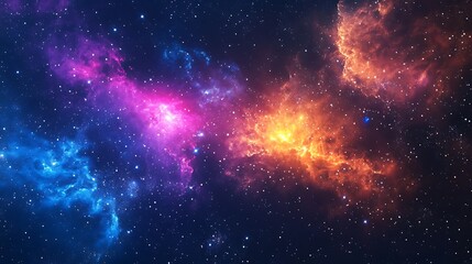 Wall Mural - Nebula-inspired fractals glowing with vibrant neon energy in deep space