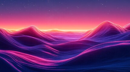 Wall Mural - Twisting neon fractals expanding into infinity under a cosmic horizon