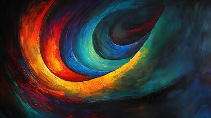 Wall Mural - Abstract neon fractal designs radiating energy in a dark universe