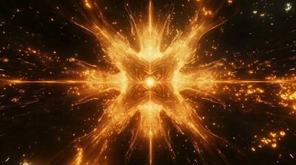 Wall Mural - Abstract neon fractal designs radiating energy in a dark universe