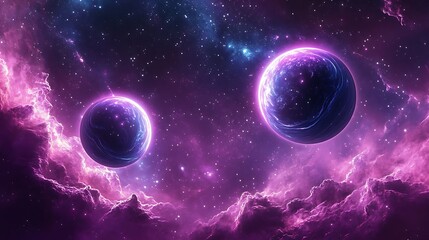 Wall Mural - Twisting fractals glowing with neon brilliance in a celestial expanse