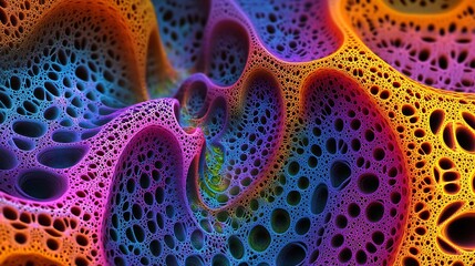 Wall Mural - Flowing neon fractals creating mesmerizing patterns in deep space