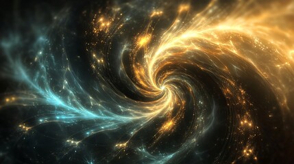 Wall Mural - Twisting neon fractals creating depth in a space-inspired abstract scene