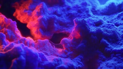 Wall Mural - Pulsing neon fractals expanding endlessly through interstellar depths