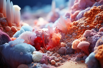 Wall Mural - sand contains tiny ecosystems with microorganisms, minerals, and complex life forms that flourish de