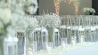 © PB Studio - minimalistic wedding setup with Gypsophila flowers placed in simple clear vases, adding a touch of elegance to the ceremony aisle. Gypsophila