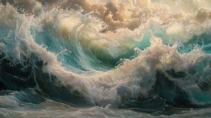 Canvas Print - Turbulent Ocean Wave in a Dramatic Setting