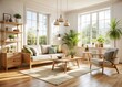 © Supittra - Bright Scandinavian Living Room: Minimalist White Walls, Light Wood Furniture, Cozy Interior Design