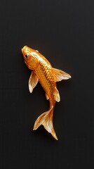Poster - Golden fish swimming gracefully underwater scene hyperrealistic artwork dark background artistic perspective harmony concept