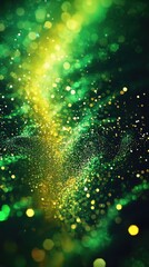 Poster - Sparkling green and yellow galaxy cosmic space digital art vibrant environment abstract viewpoint unique concept