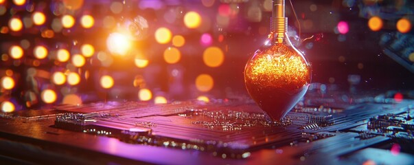 Poster - Abstract Technology Concept with Glowing Elements and Circuit Board Background