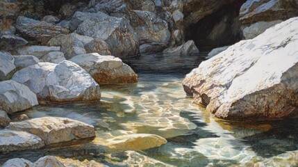 Sticker - Sunlit Pool Between Rocks