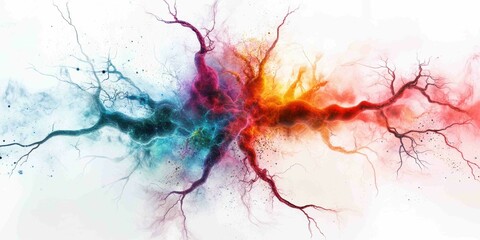 Poster - A vibrant explosion of colors symbolizes the dynamic interplay between energy and calm, merging in a visually stunning burst of abstract forms and textures.