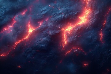 Wall Mural - a blue and red lava rock with orange flames
