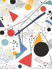 Poster - abstract geometry: geometric shapes dance in a vibrant symphony of color, with playful lines and dot