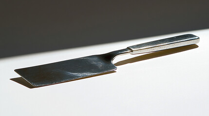 A close up of a vintage silver spoon with a brown wooden handle