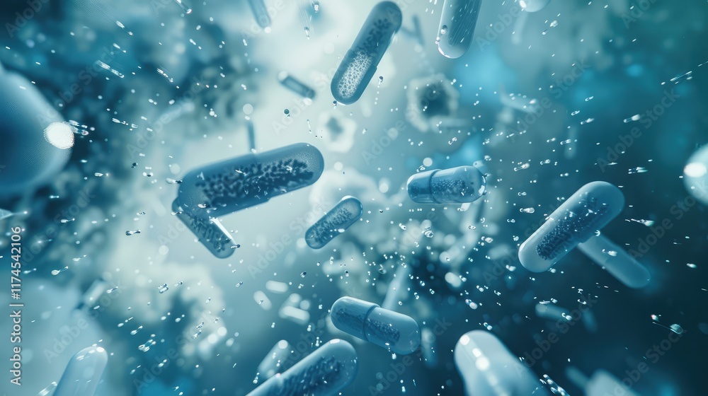 Lactic Acid Bacteria Genome Database. Light blue color. Microscope shot ...