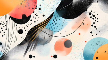 Poster - abstract art: a vibrant and playful abstract painting with a blend of pastel colors, geometric shape
