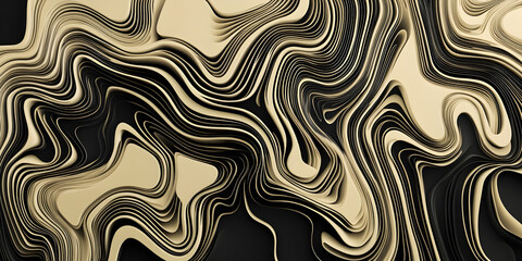Poster - Liquid Gold Abstract: Black and Gold Swirls 