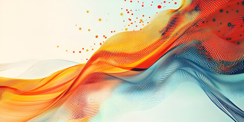 Poster - abstract flow: vibrant, dynamic abstract art depicting the flow of energy in a blend of blue, orange