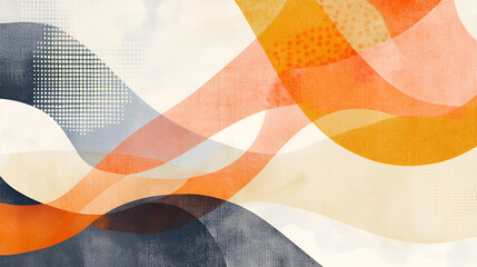 Poster - Abstract Flow:  Orange and Gray Watercolor Swirls 