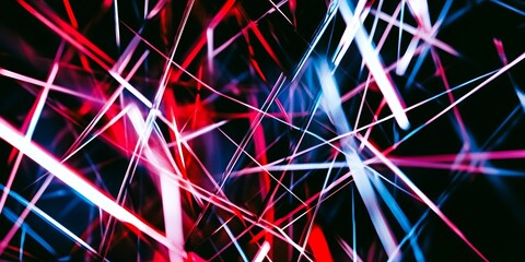 Poster - Abstract Neon Lines Red Pink Blue Light Streaks Background