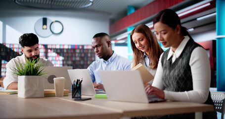 Poster - Students Learning Online At University Library
