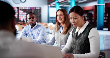 Poster - Students Learning Online At University Library