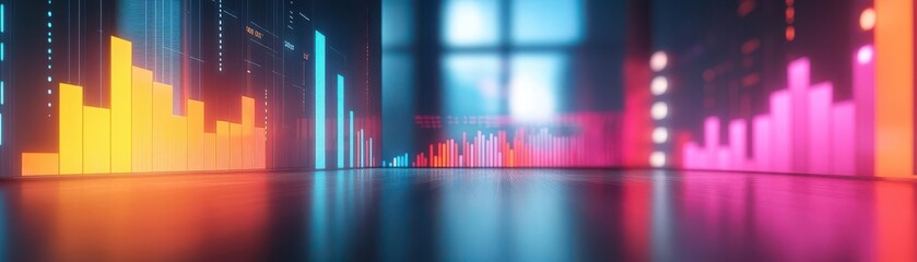 Poster - A vibrant digital display showcasing colorful sound waves and data visualizations, reflecting modern technology and audio analysis.