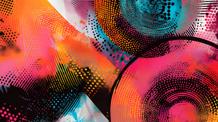 Fototapete - Vibrant Abstract Circles: A dynamic interplay of bold colors and textures creates a visually stunning abstract artwork. The energy is palpable.