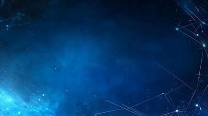 Wall Mural - abstract blue network background with glowing lines and nodes