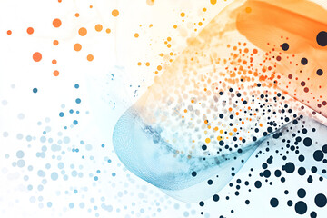 Fototapete - Abstract Dynamic Energy Burst: Cool and warm colors swirl in an abstract explosion of energy, with varying sized dots adding depth and movement. Perfect for technology, innovation.