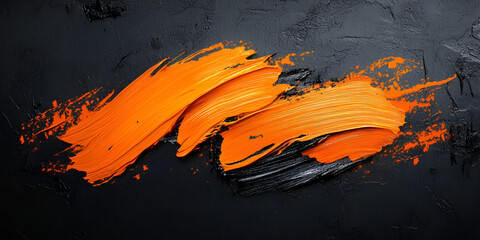 Poster - orange abstract strokes on black background: a bold statement, a splash of energy, and a captivating